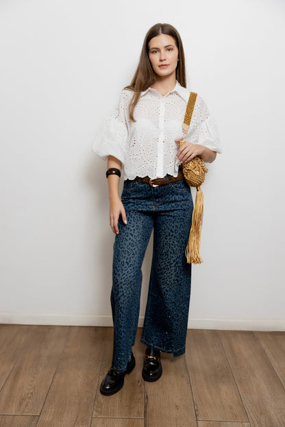 Pantalón Denim Animal Print