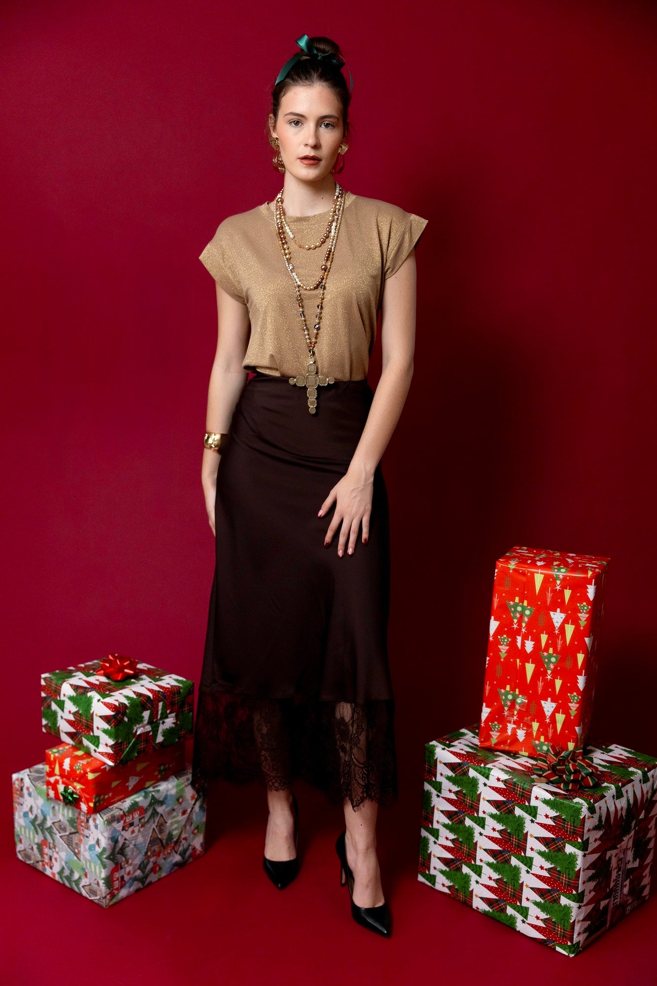 Enagua Dark Burgundy Silk